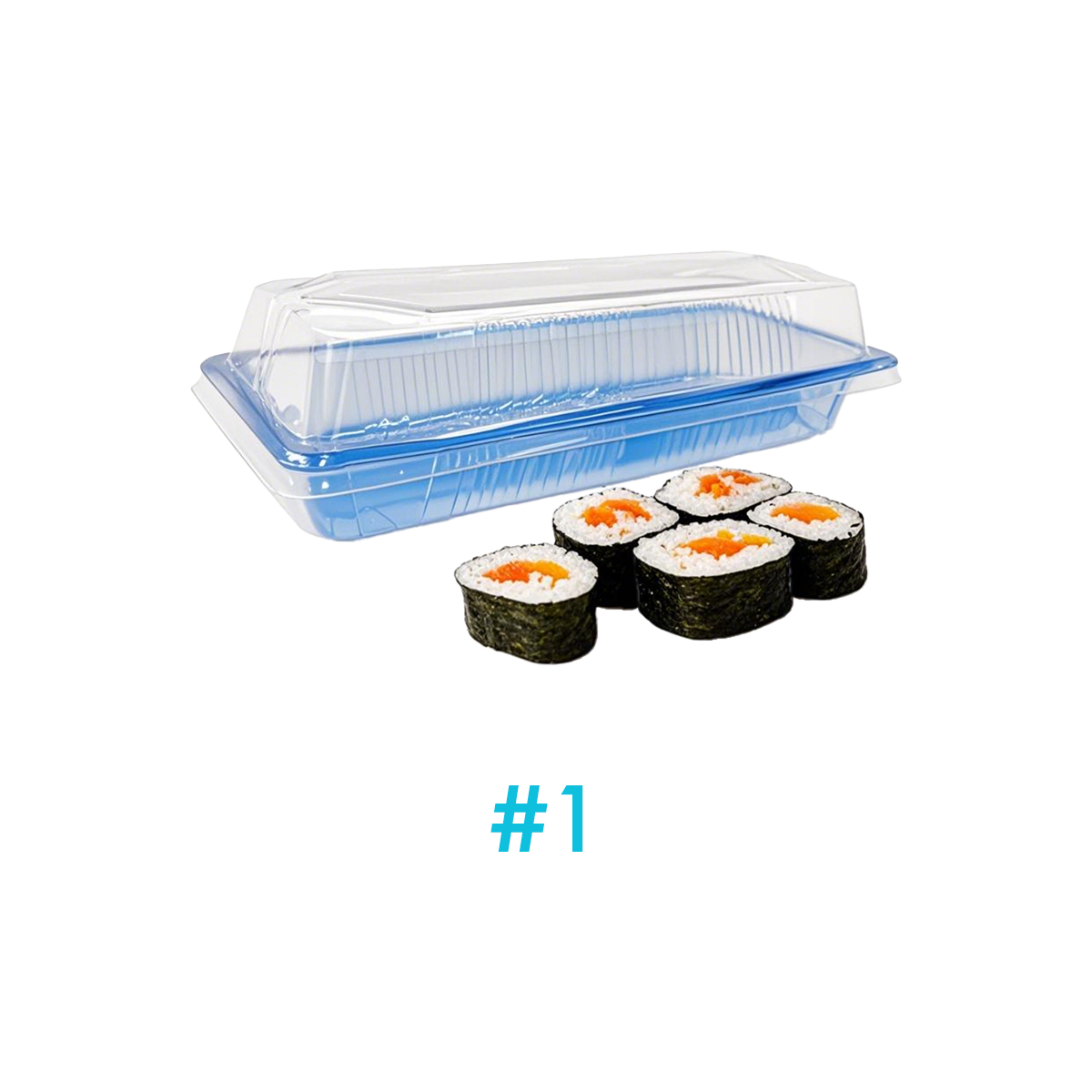 #1 - 8.7" x 3.6" x 2.1" - PET Rectangle Sushi Tray Sets - Carton of 400