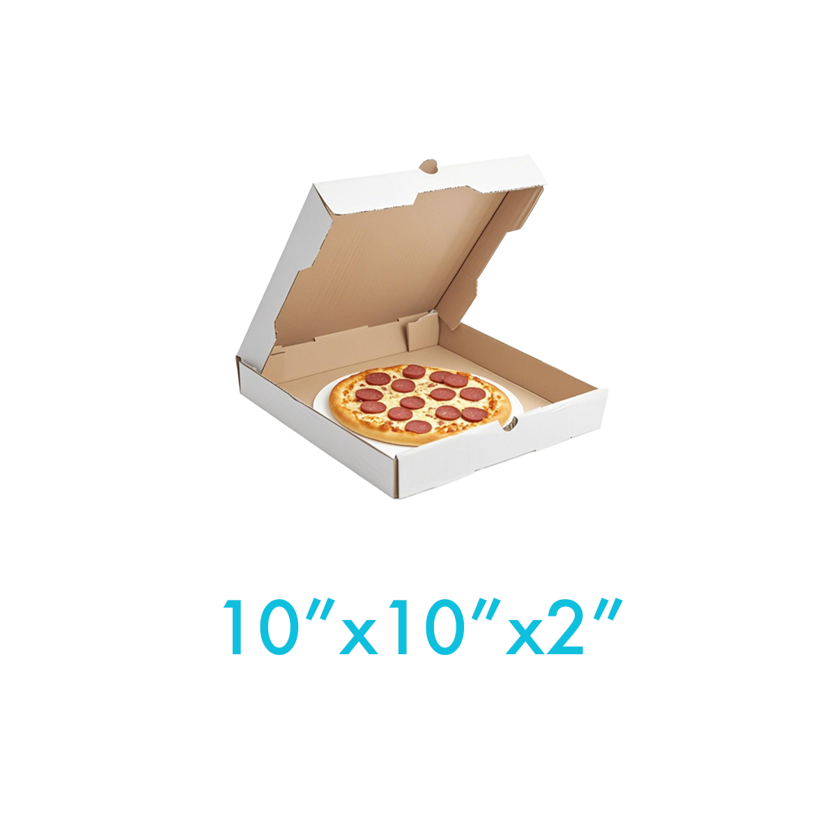 10" x 10" x 2" - White Pizza Boxes - Carton of 50
