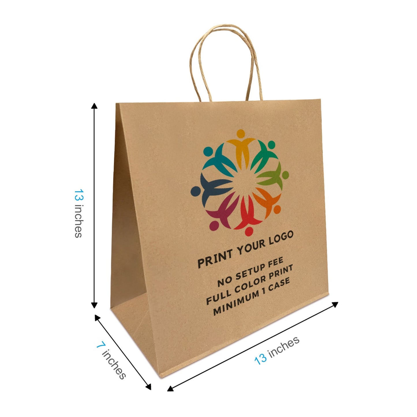 Canteen - 13" x 7" x 13" - Kraft Paper Bags Twist Handles - Canada Full Color Custom Print - Carton of 200