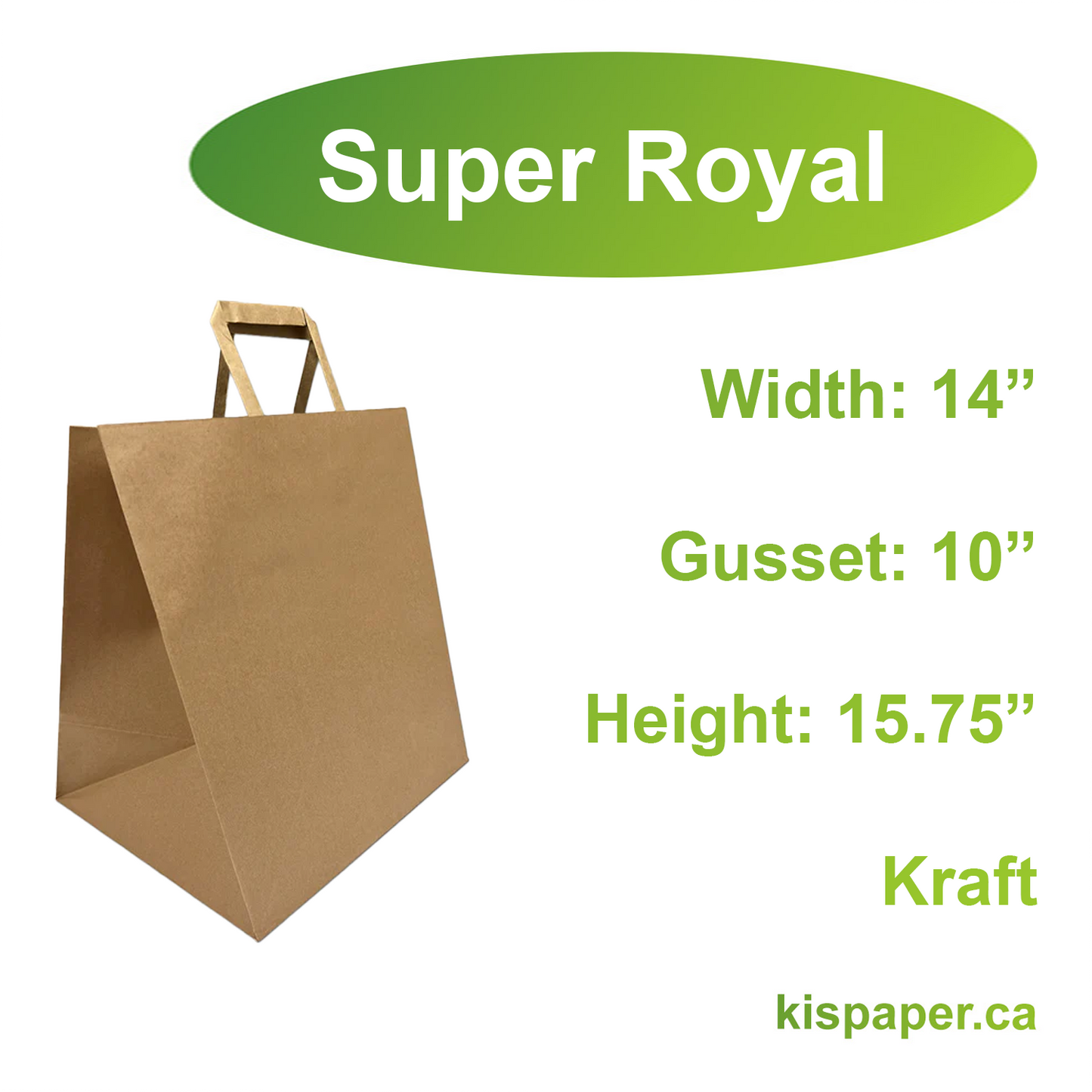 Super Royal 14x10x15.75 inches Kraft Paper Bag Flat Handles - Carton of 250