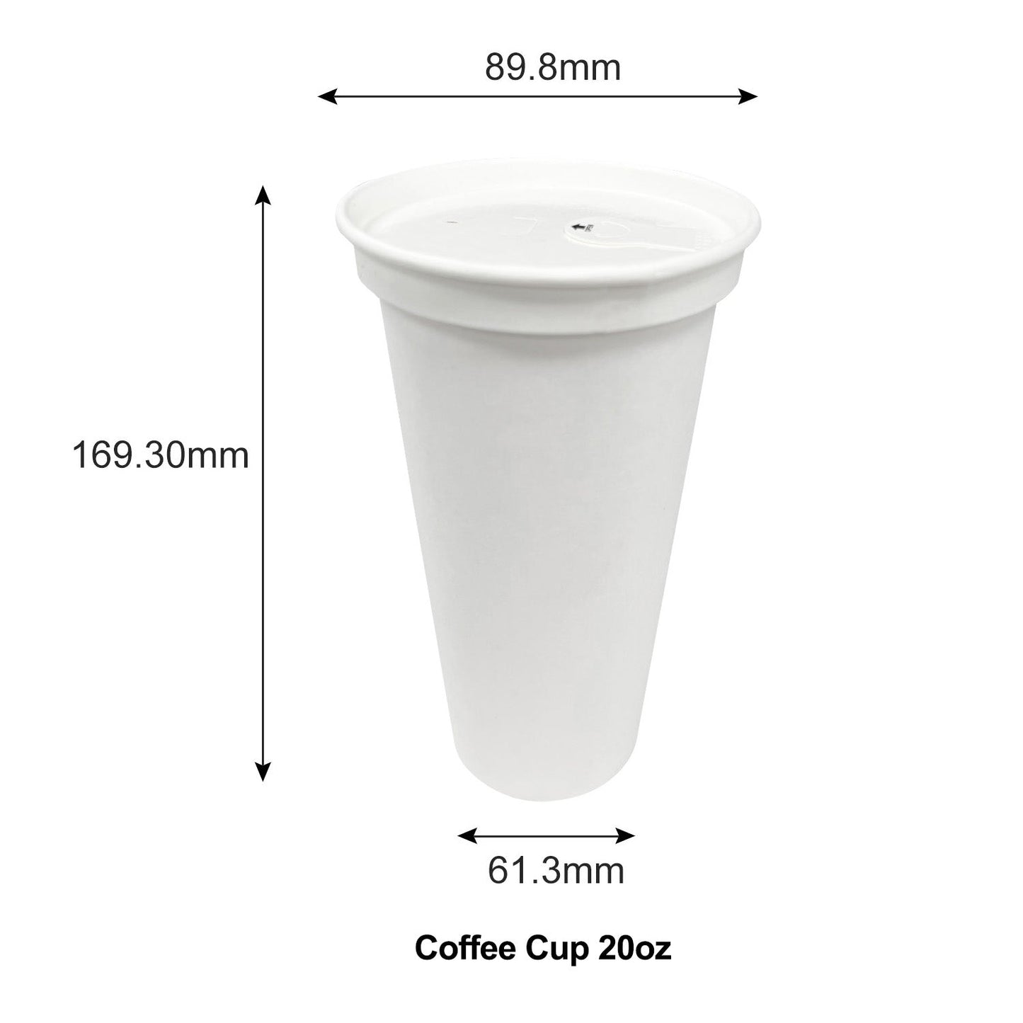 20oz - Paper Hot Coffee Cup Set White with Paper Lid - Carton of 1000