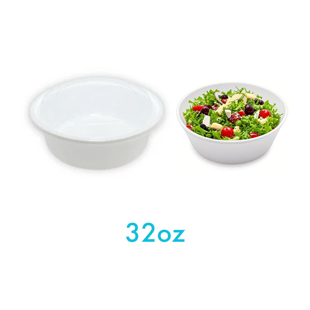 32oz - PP Round Bowl 7" Combo Set White - Carton of 150