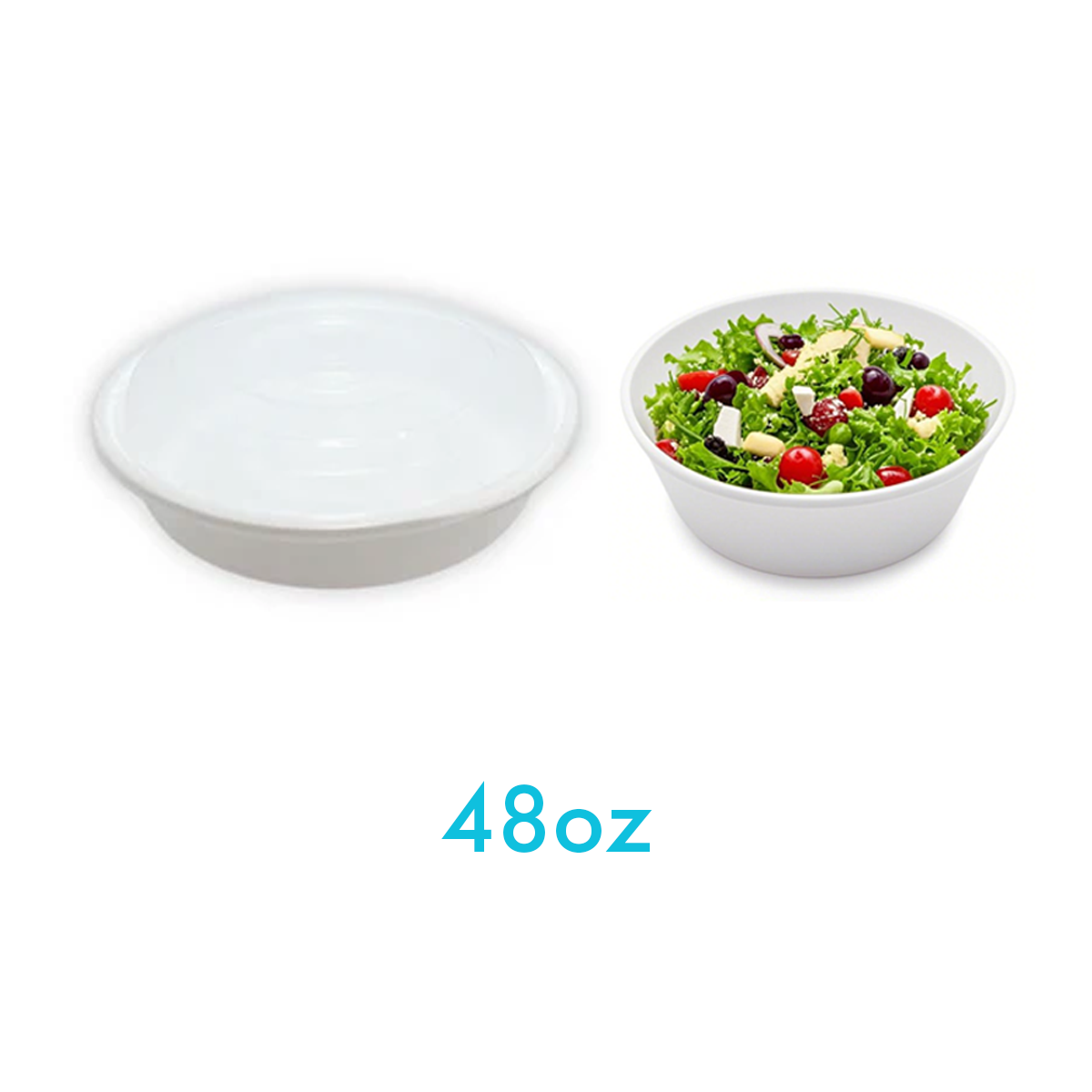 48oz - PP Round Bowl 9" Combo Set White - Carton of 150