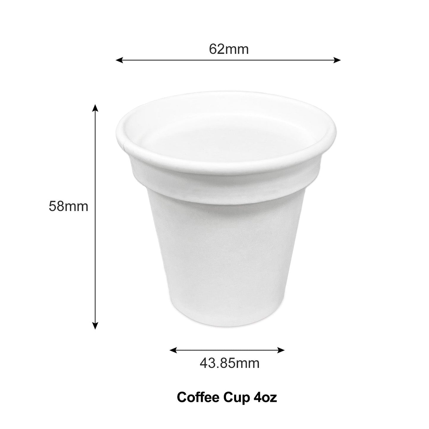 4oz - Paper Hot Coffee Cup Set White with Paper Lid - Carton of 2500