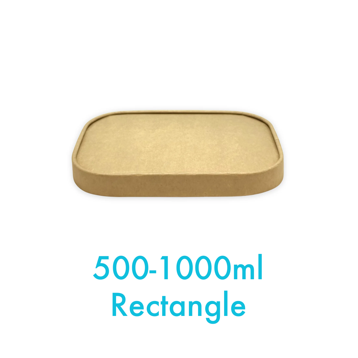 500ml/650ml/750ml/1000ml Kraft Paper Lid for Food Container Rectangle - Carton of 300