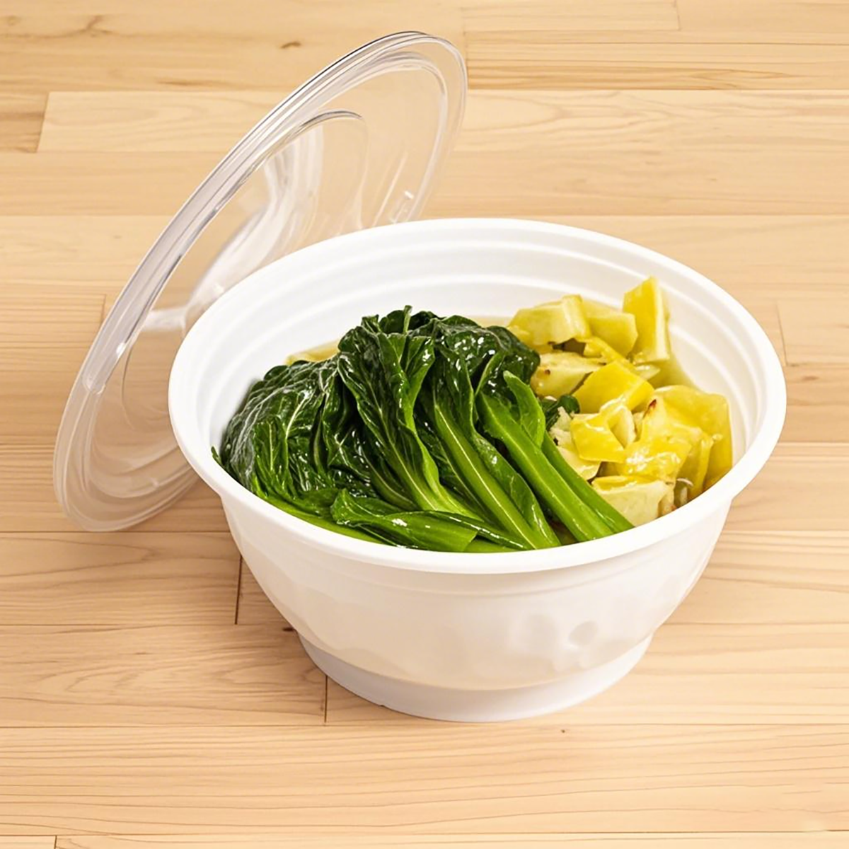 42oz - PP Round Noodle Bowl Combo Set White - Carton of 150