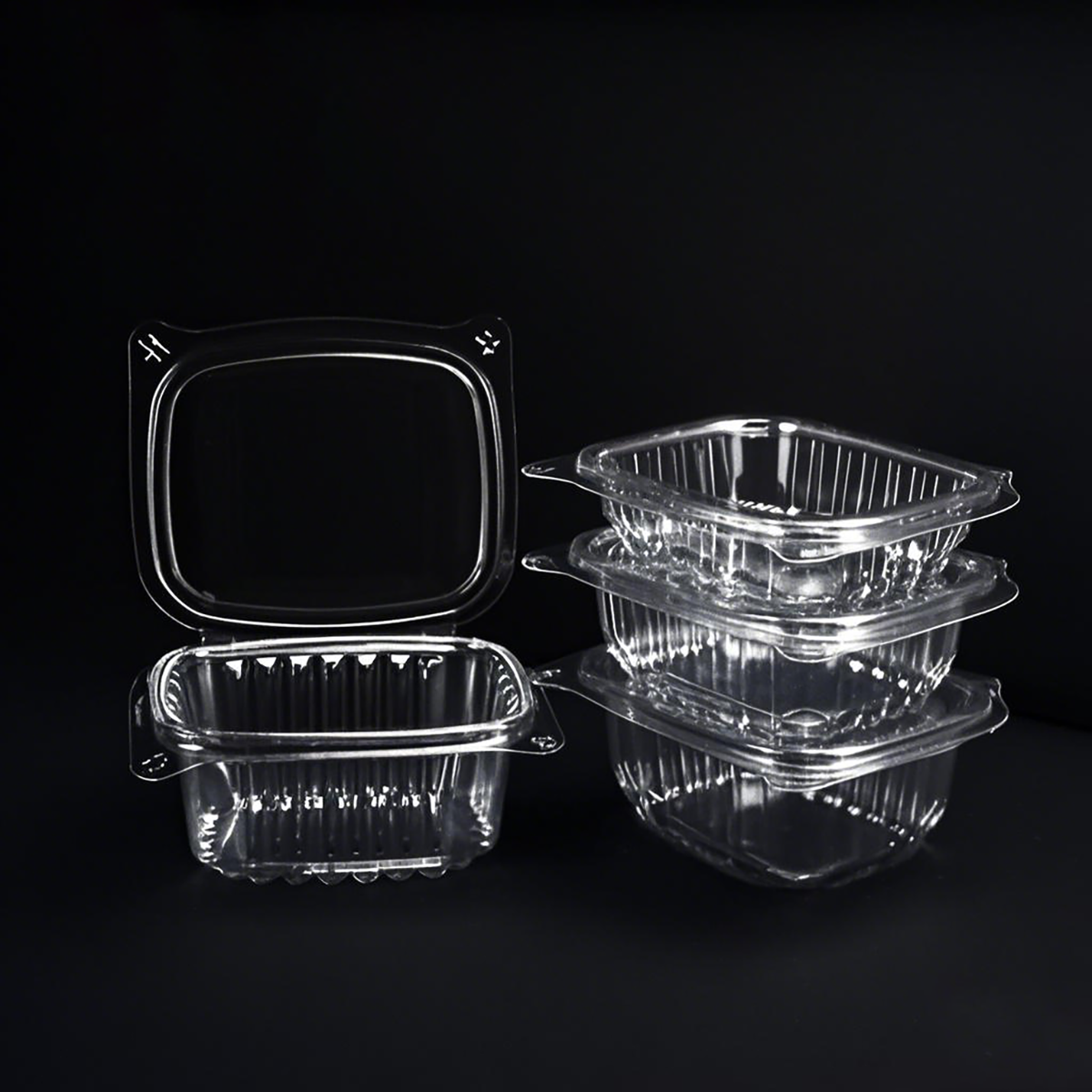 32oz - PET Clear Hinged Containers - Carton of 200