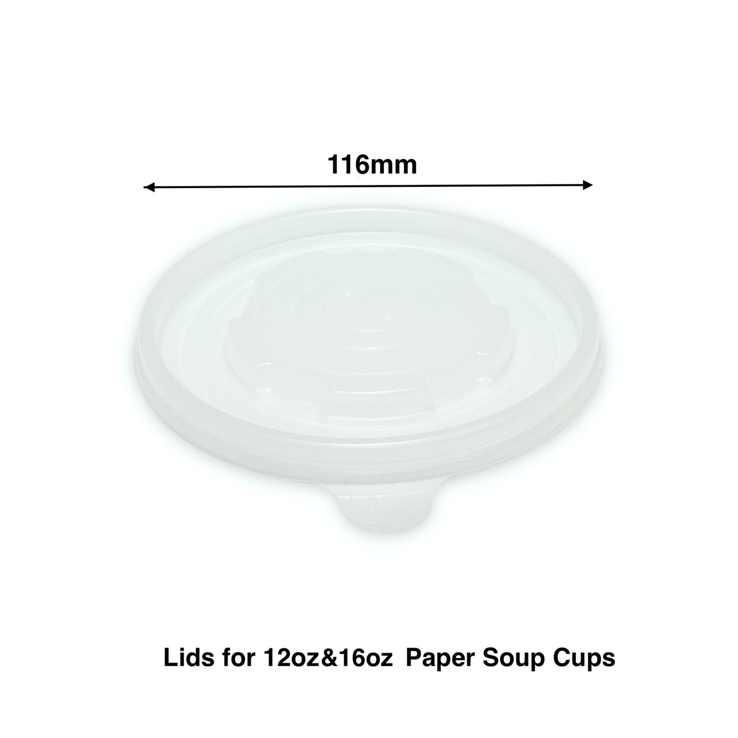 12oz/16oz - 116mm Plastic Lid Kraft Paper Soup Containers - Carton of 1000