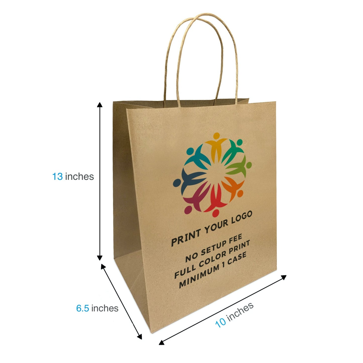 Cafe - 10" x 6.5" x 13" - Kraft Paper Bags Twist Handles - Canada Full Color Custom Print - Carton of 250