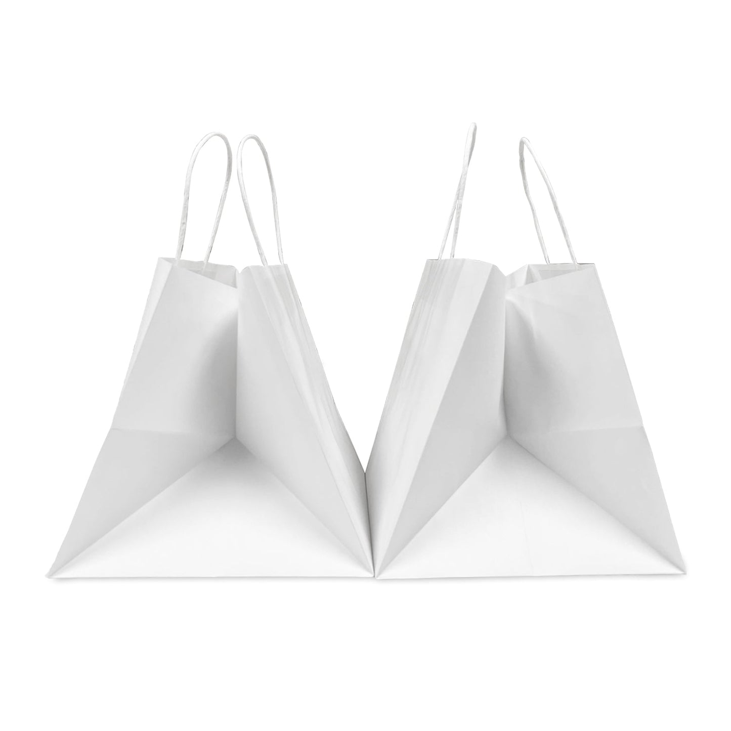 250 Pcs, Cube, 10.5x10.5x10.5 inches, White Kraft Paper Bags, with Twisted Handle