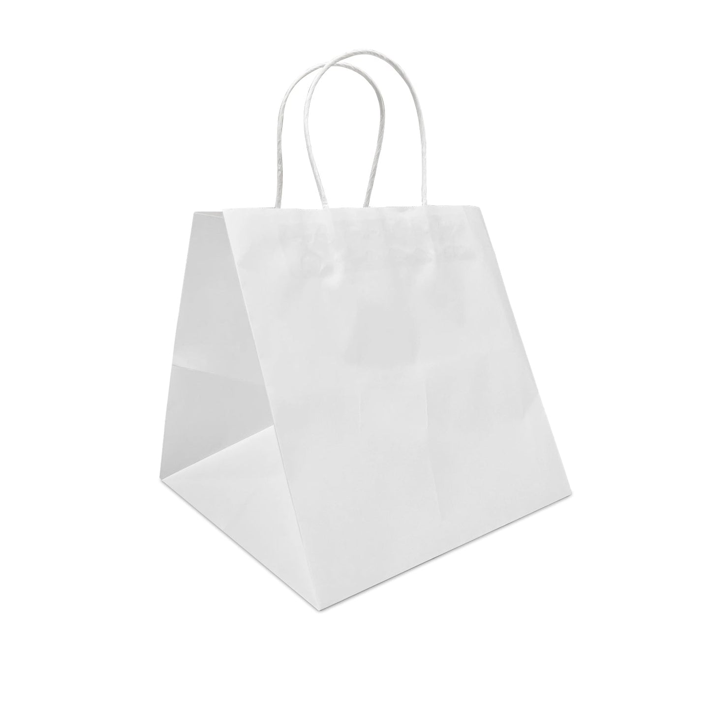 250 Pcs, Cube, 10.5x10.5x10.5 inches, White Kraft Paper Bags, with Twisted Handle