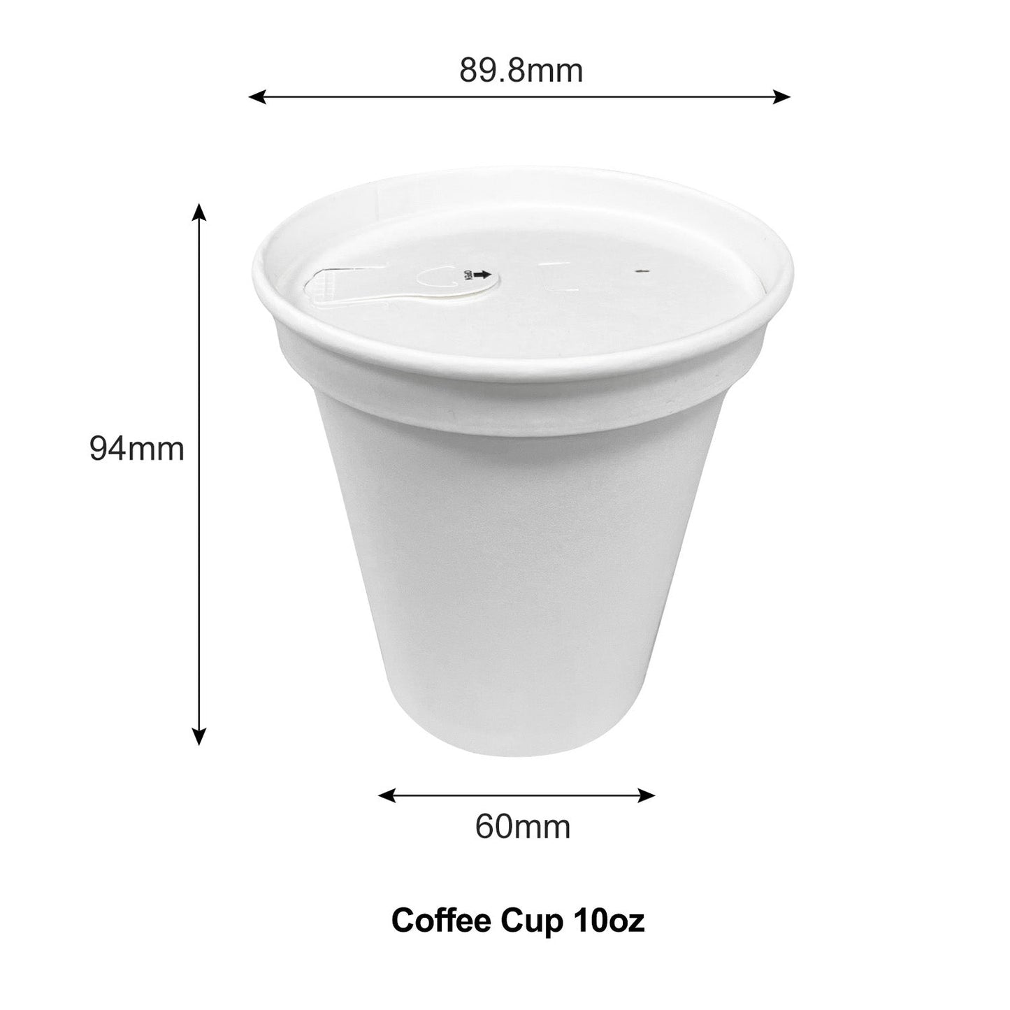 10oz - Paper Hot Coffee Cup Set White with Paper Lid - Carton of 1000