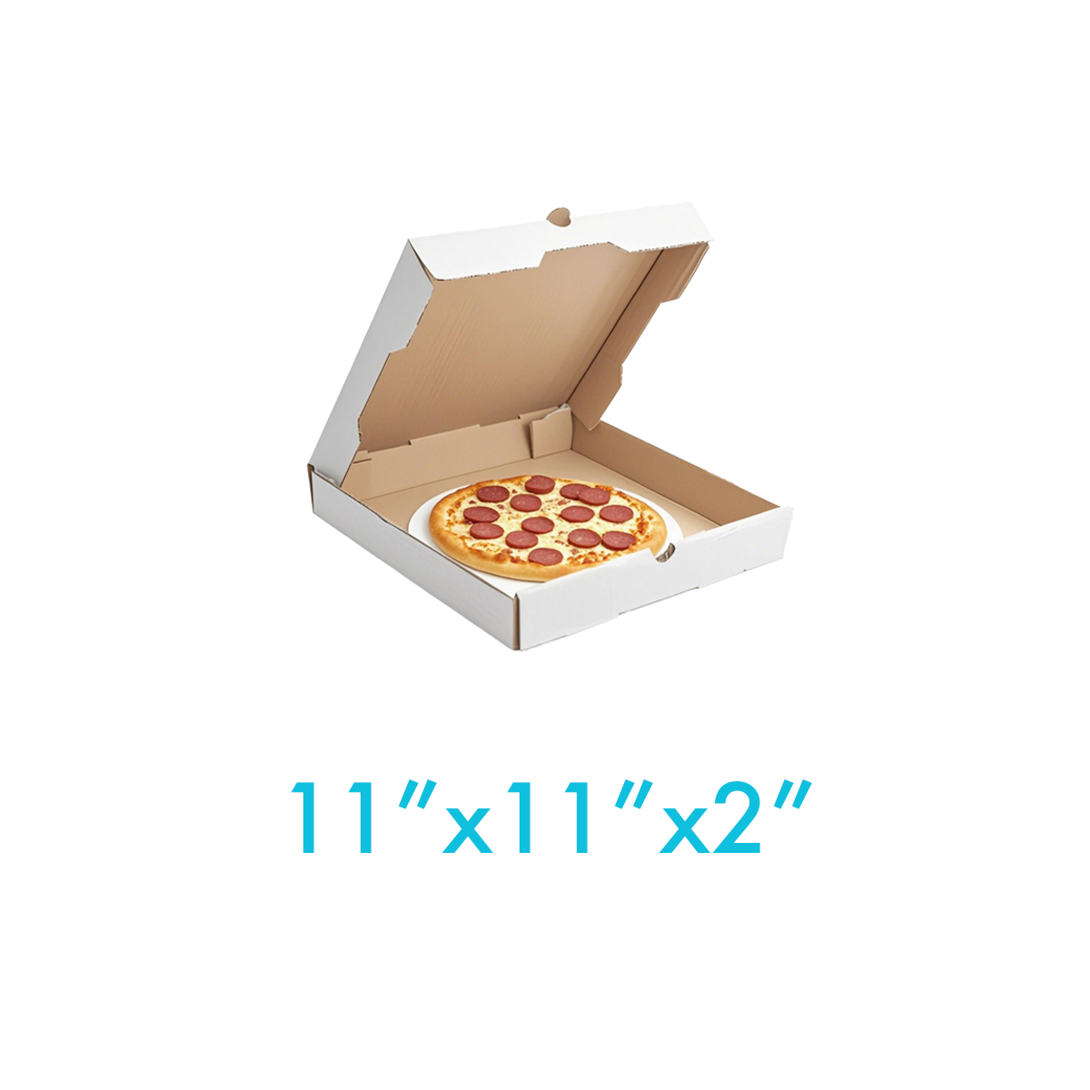 11" x 11" x 2" - White Pizza Boxes - Carton of 50