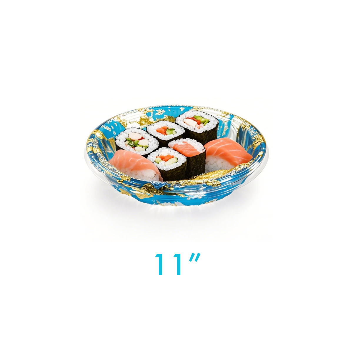 11" - PET Round Sushi Tray Sets - Carton of 120