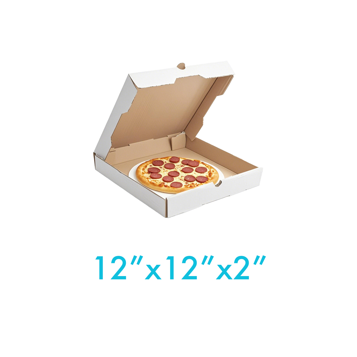 12" x 12" x 2" - White Pizza Boxes - Carton of 50