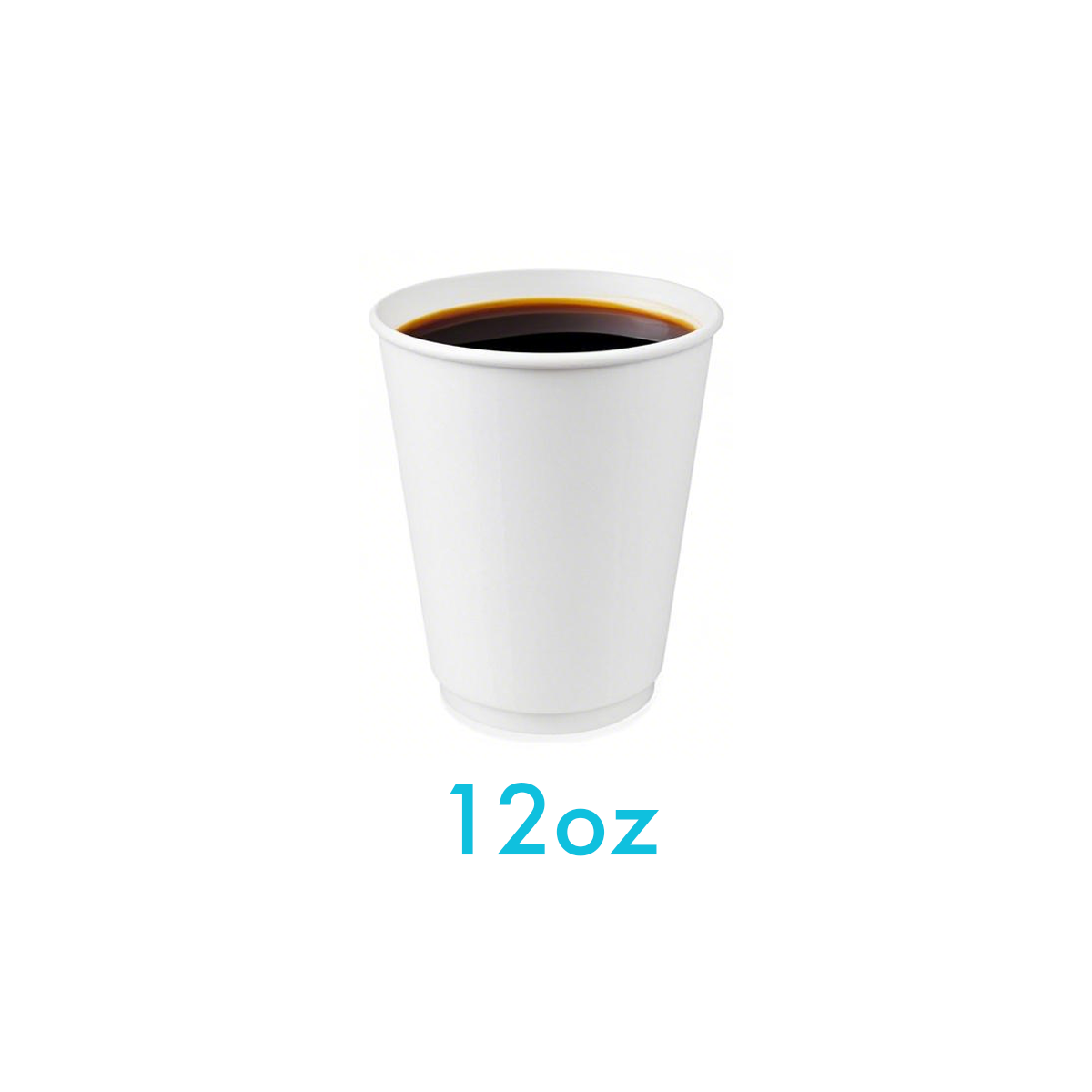 12oz - Double Wall Paper Hot Coffee Cup White with 90mm Opening - Carton of 500