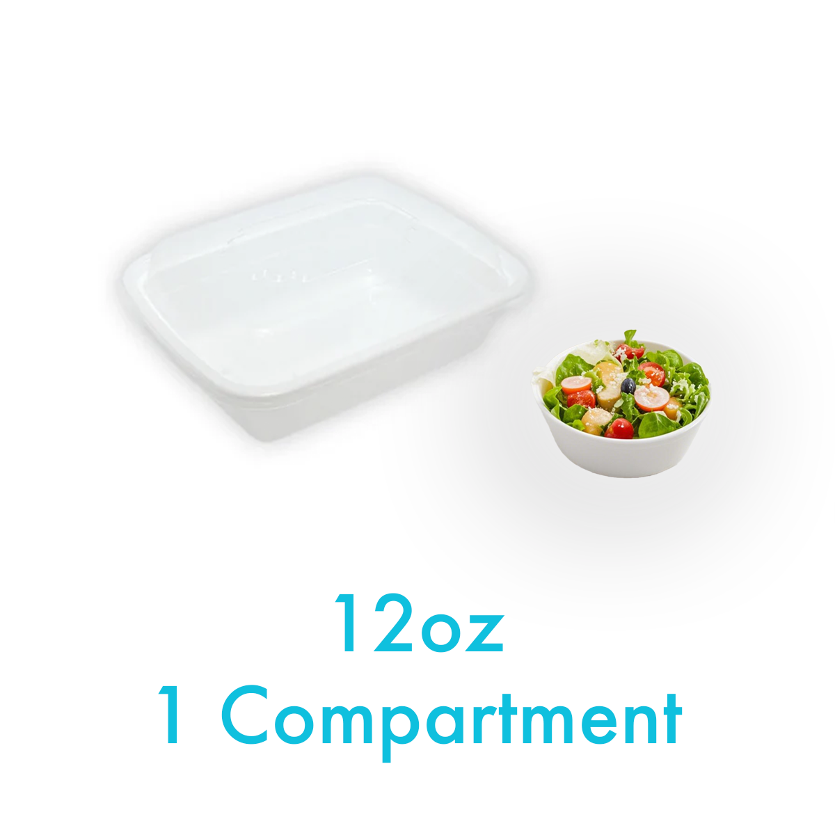12oz - PP Rectangle Container Combo Set White - Carton of 150