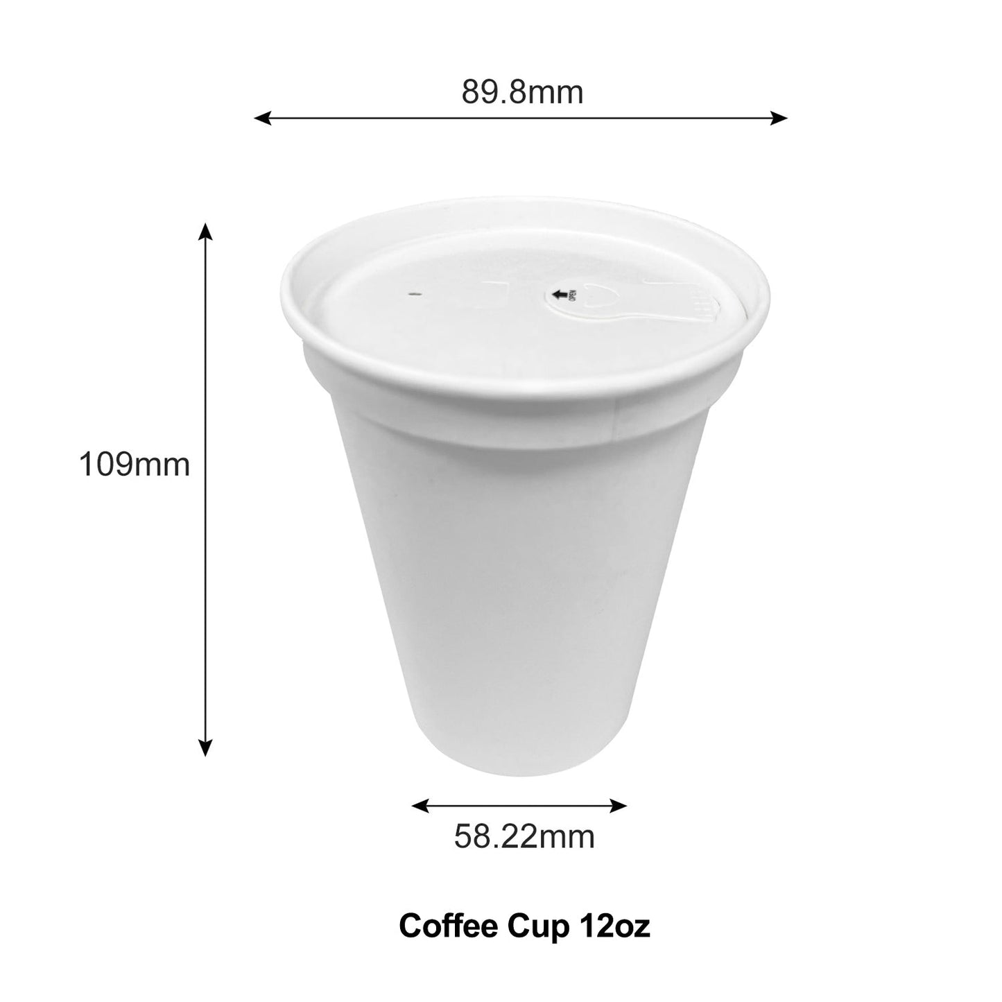 12oz - Paper Hot Coffee Cup Set White with Paper Lid - Carton of 1000