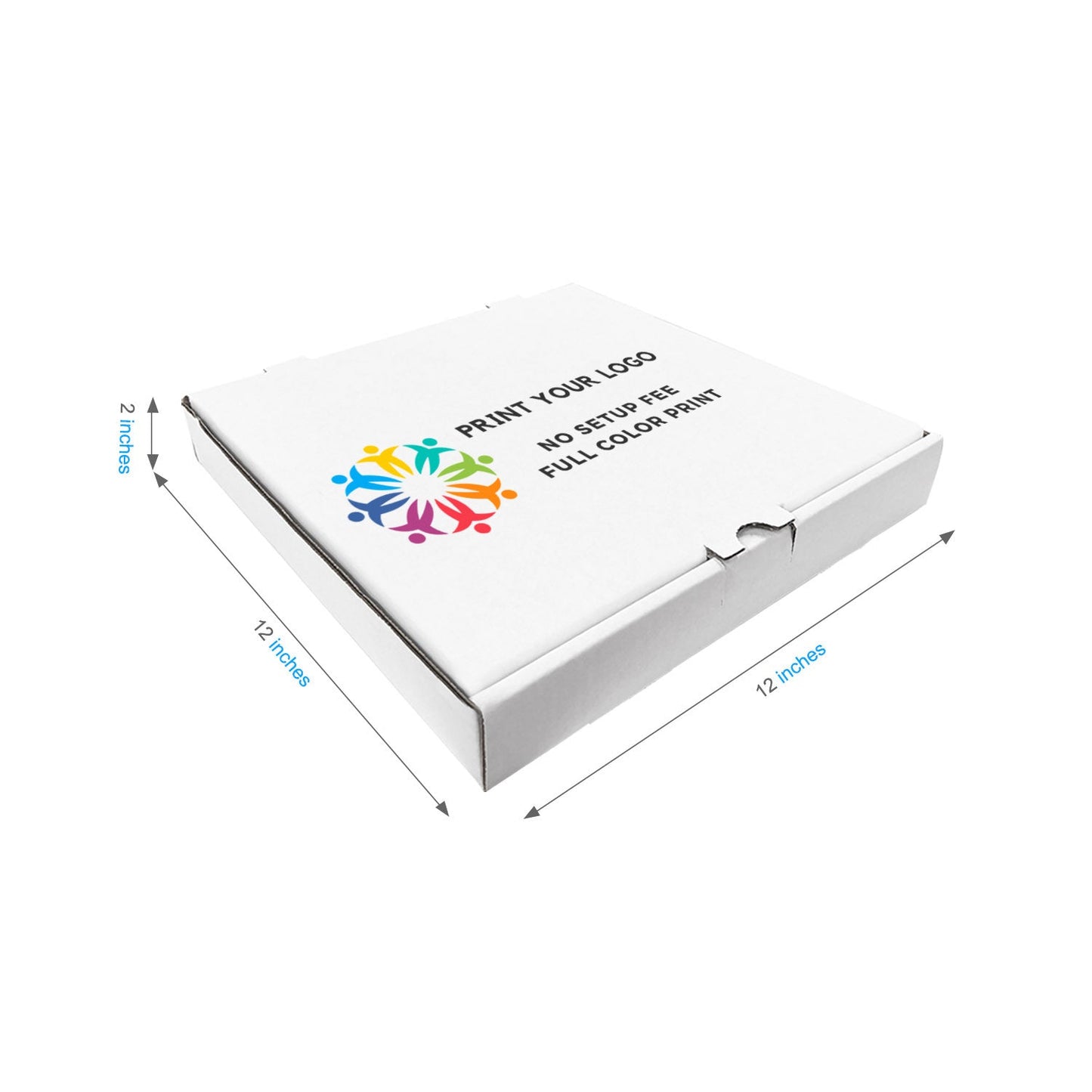 12" x 12" x 2" - Full Colors Custom White Pizza Boxes - Carton of 50