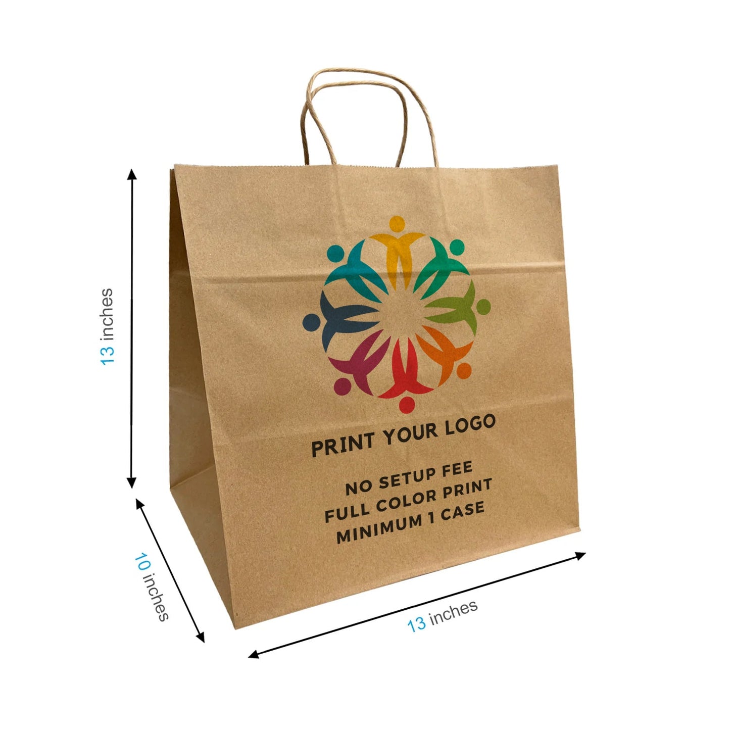 Cake - 13" x 10" x 13" - Kraft Paper Bags Twist Handles - Canada Full Color Custom Print - Carton of 200