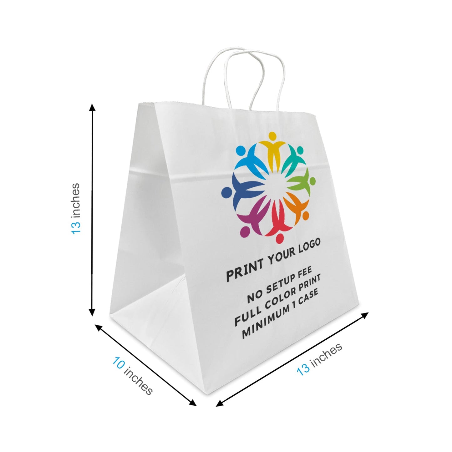 Cake - 13" x 10" x 13" - White Paper Bags Twist Handles - Canada Full Color Custom Print - Carton of 200