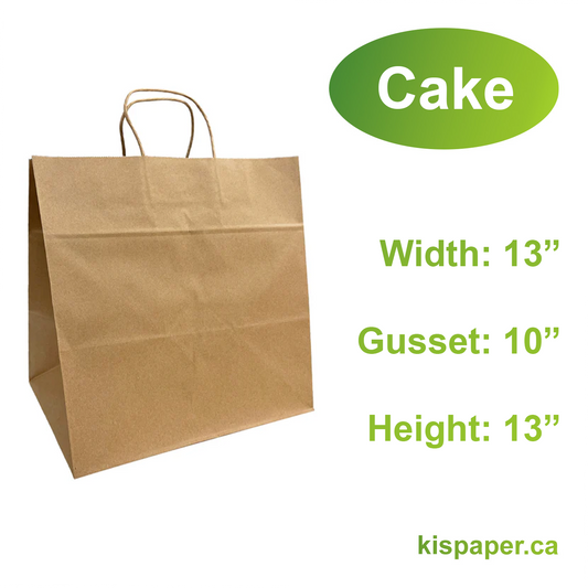 Cake 13x10x13 inches Kraft Paper Bags Twisted Handles - Carton of 250