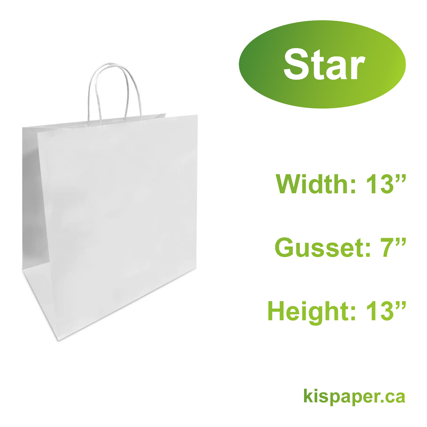 Star 13x7x13 inches White Paper Bags with Twisted Handles - Carton of 250