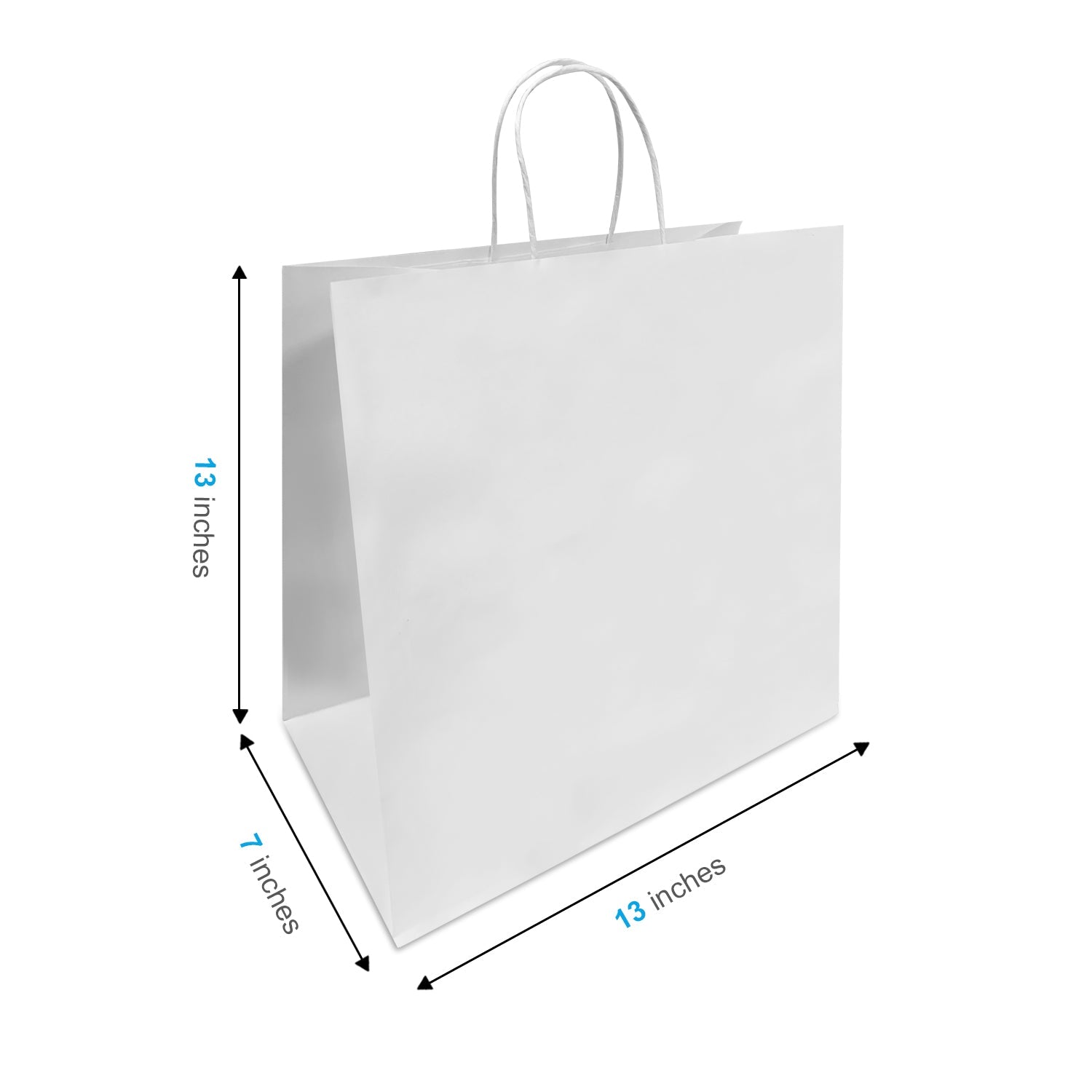 250 Pcs, Star, 13x7x13 inches, White Kraft Paper Bags, with Twisted Handle