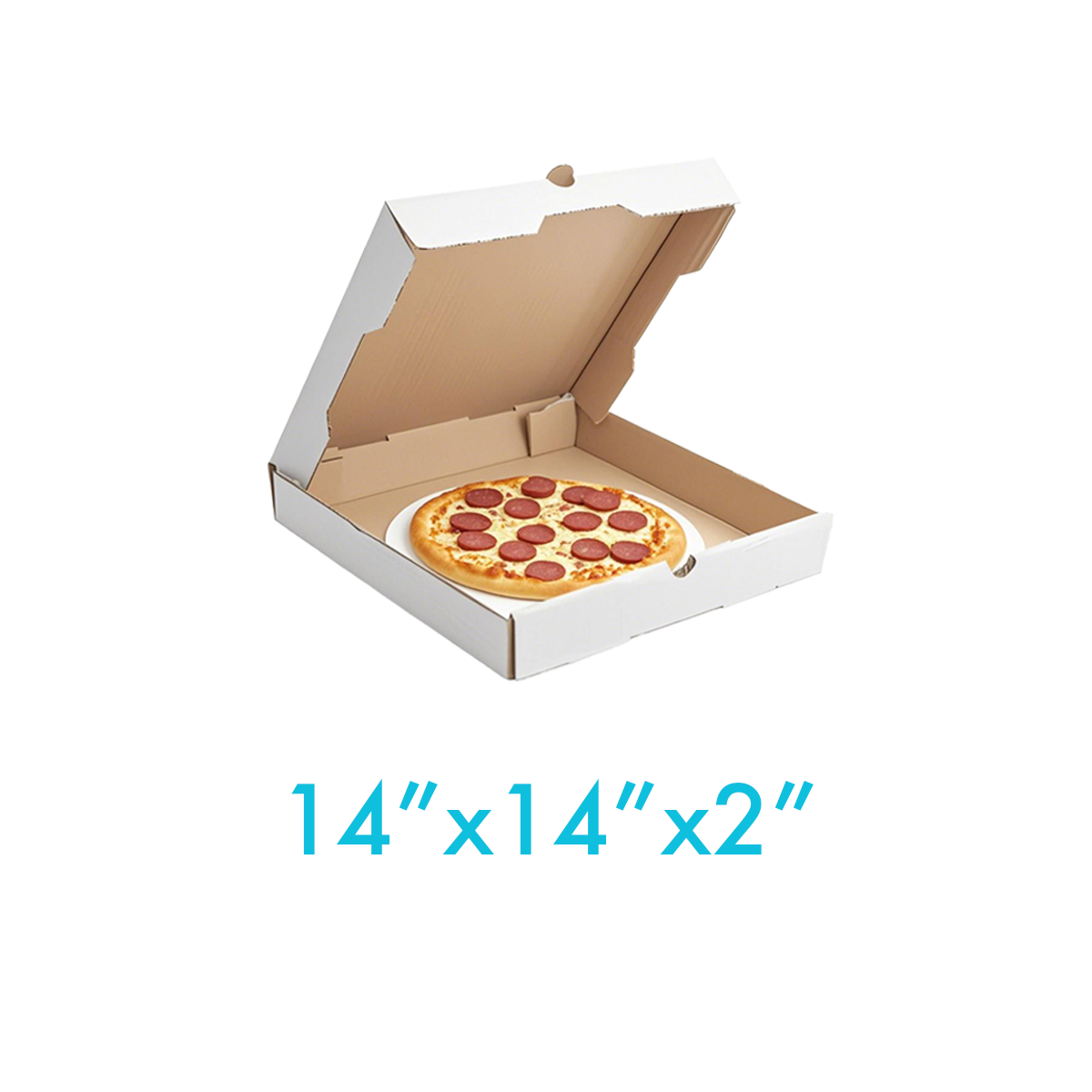 14" x 14" x 2" - White Pizza Boxes - Carton of 50