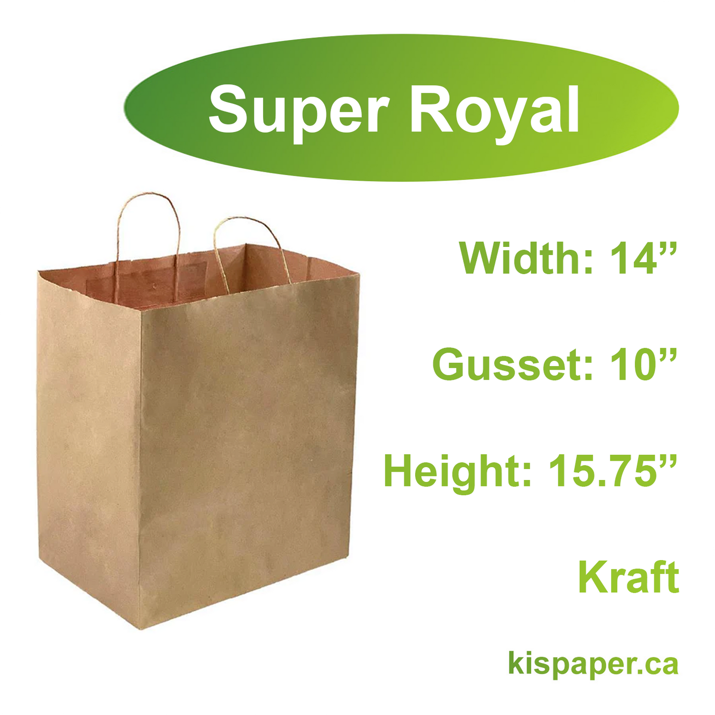 Super Royal 14x10x15.75 inches Kraft Paper Bags Twisted Handles - Carton of 200