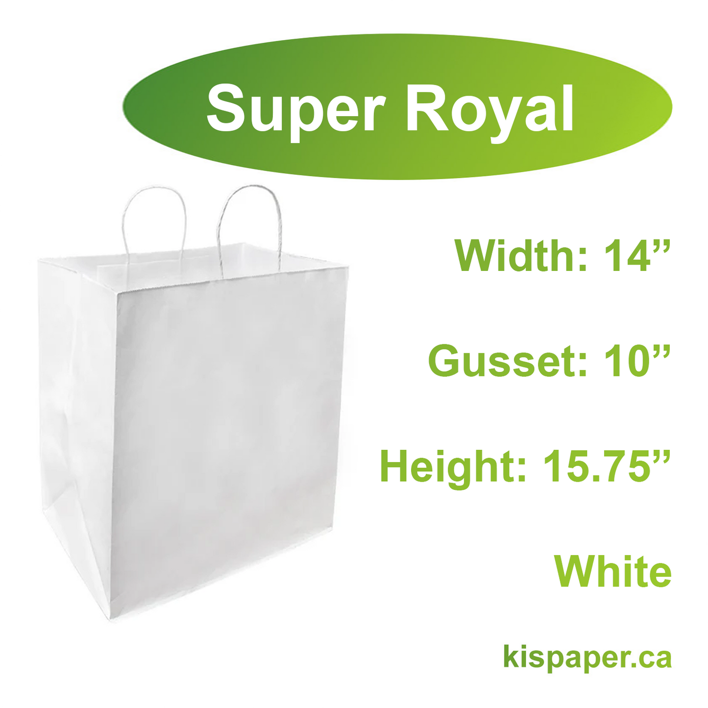 Super Royal 14x10x15.75 inches White Paper Bags Twisted Handles - Carton of 200