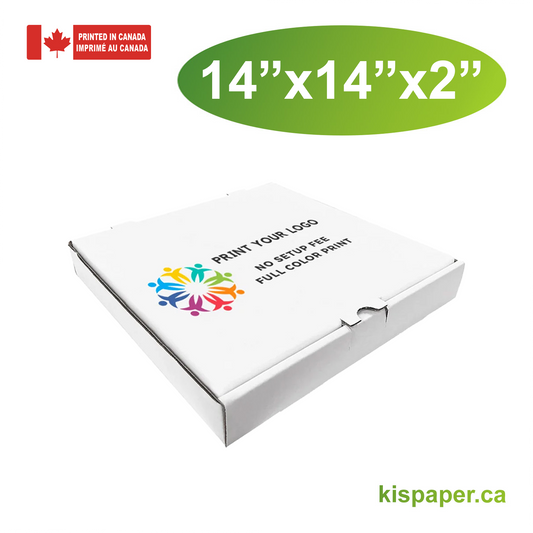 14" x 14" x 2" - Full Colors Custom White Pizza Boxes - Carton of 50
