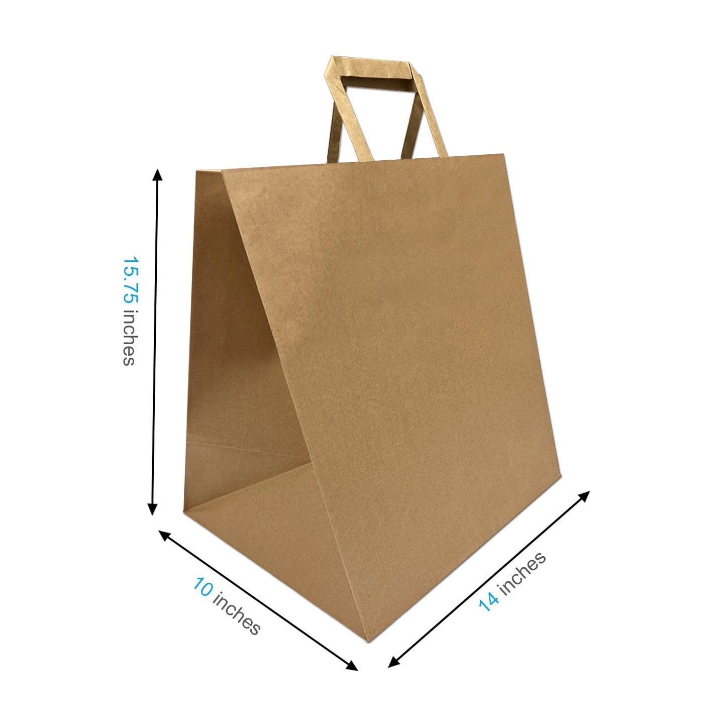 250 Pcs, Super Royal, 14x10x15.75 inches, Kraft Paper Bags, with Flat Handle