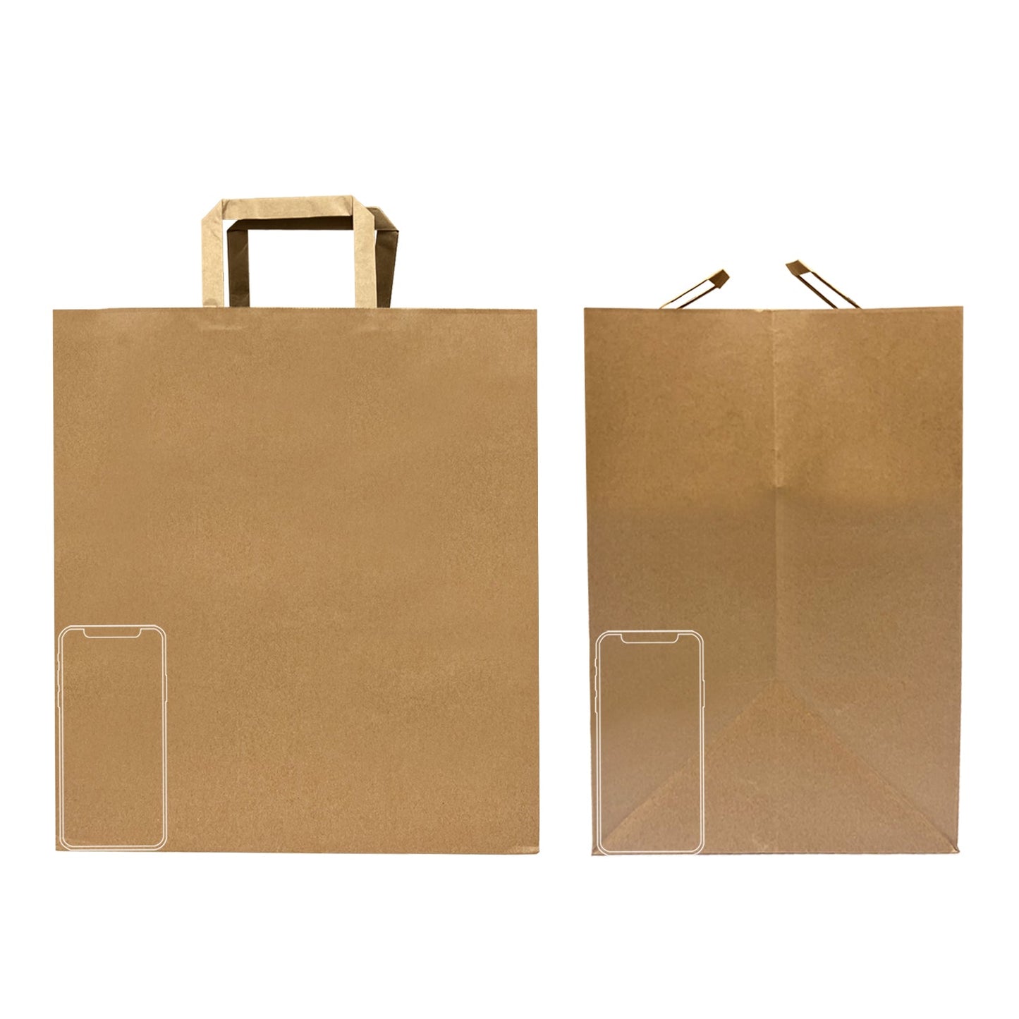 250 Pcs, Super Royal, 14x10x15.75 inches, Kraft Paper Bags, with Flat Handle