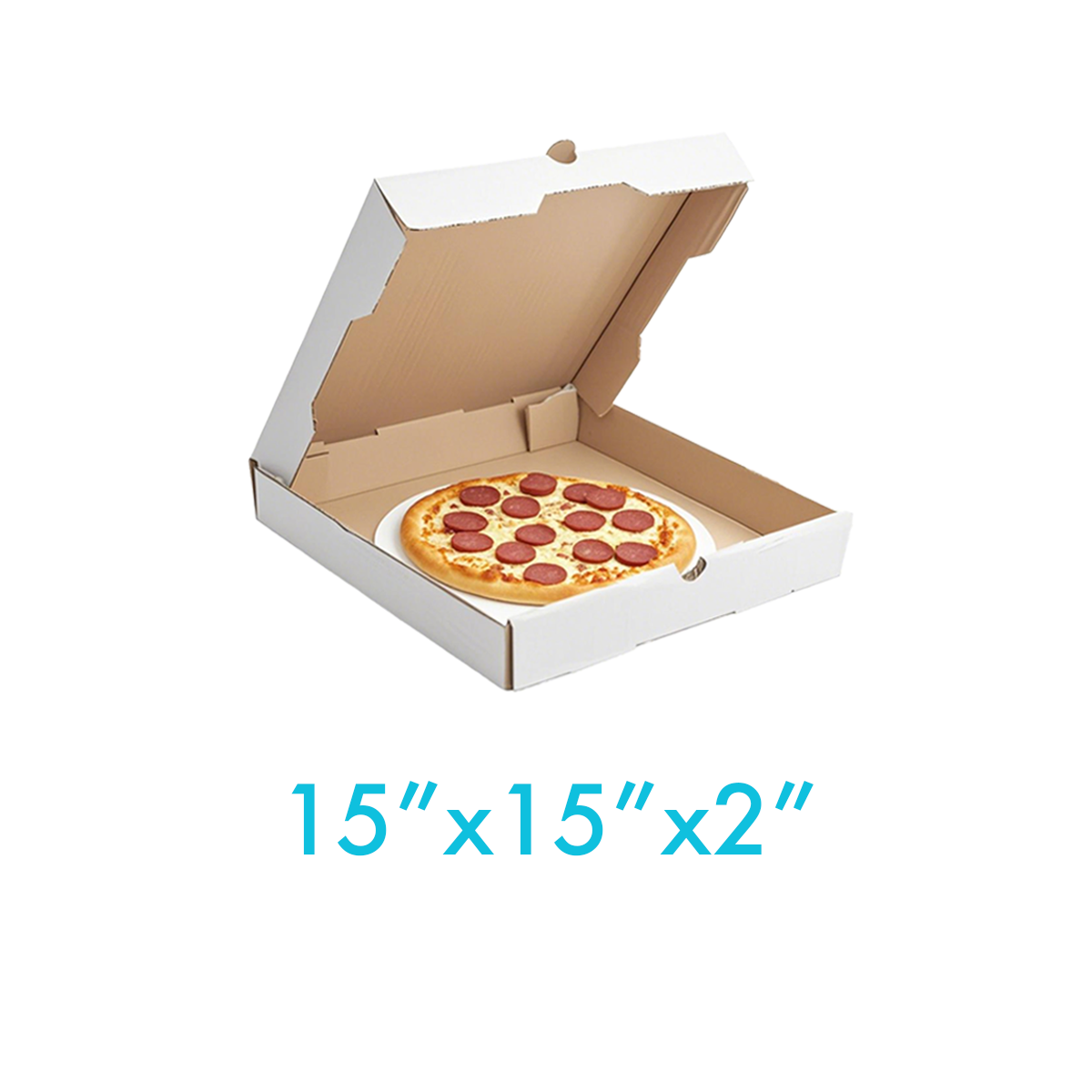15" x 15" x 2" - White Pizza Boxes - Carton of 50