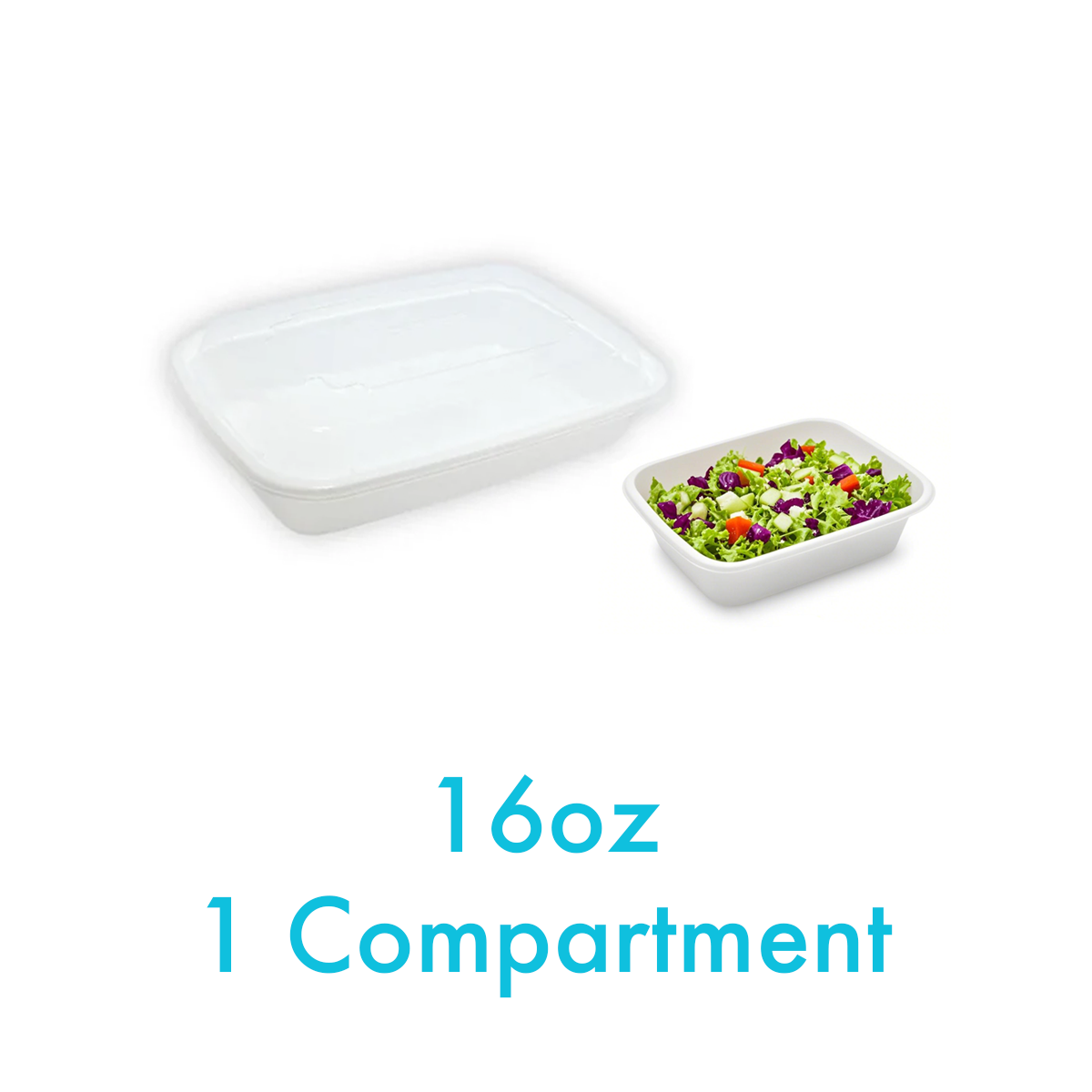 16oz - PP Rectangle Container Combo Set White - Carton of 150