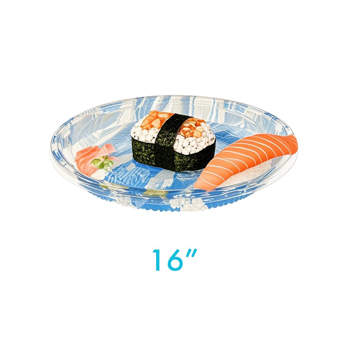 16" - PET Round Sushi Tray Sets - Carton of 60
