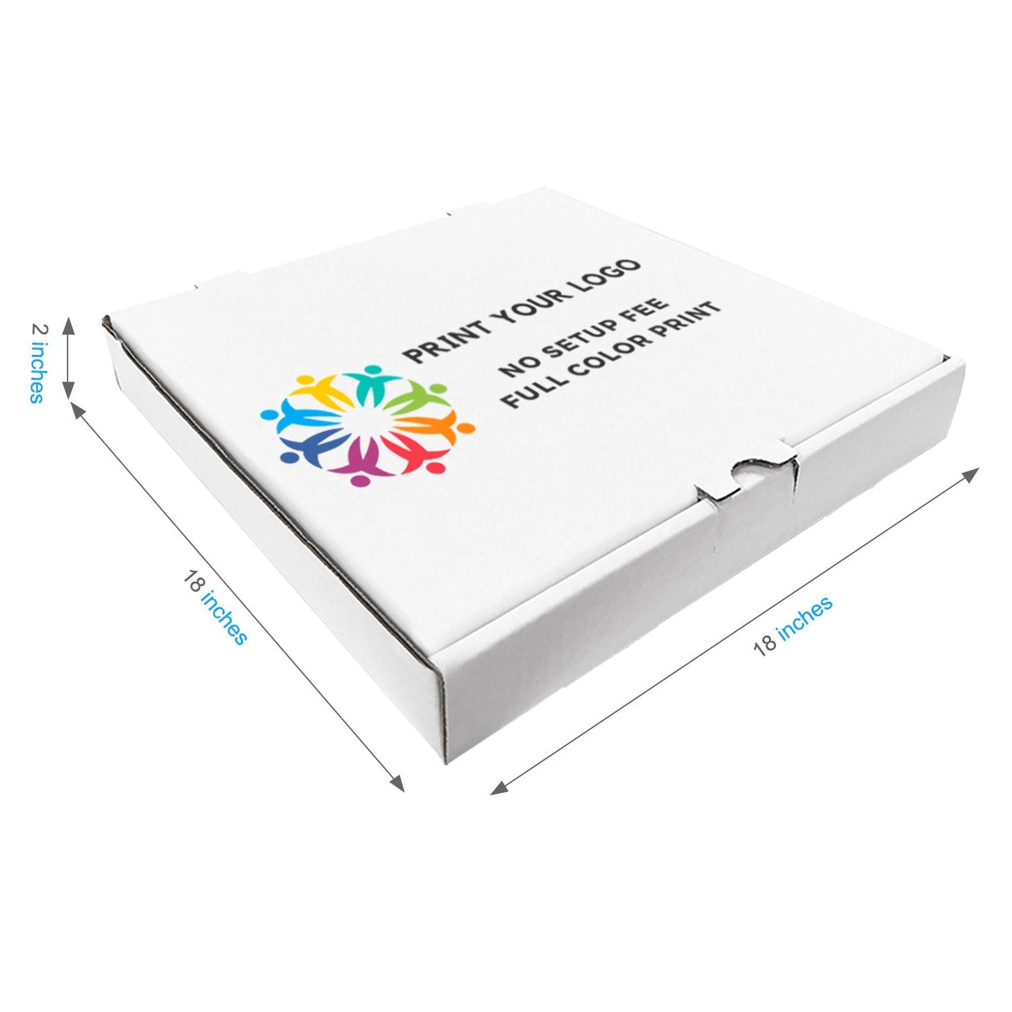 18" x 18" x 2" - Full Colors Custom White Pizza Boxes - Carton of 50