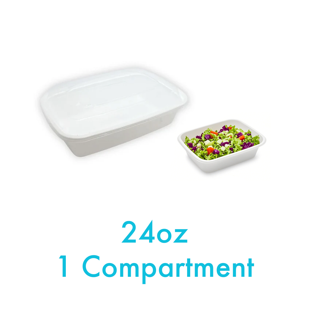 24oz - PP Rectangle Container Combo Set White - Carton of 150