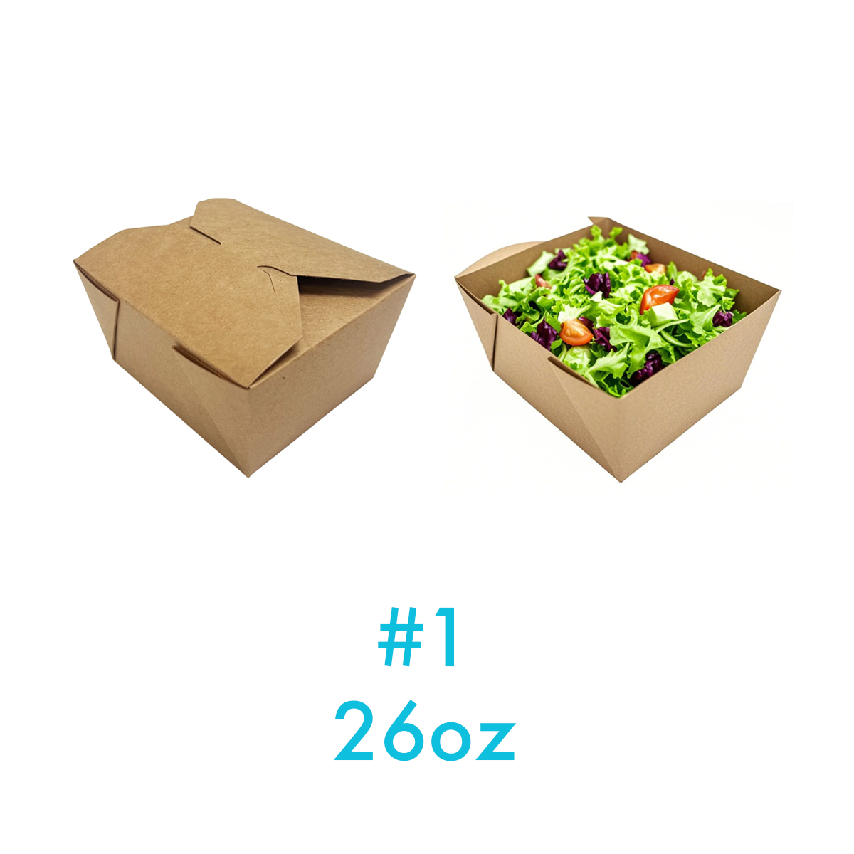 #1 - 26oz Paper Take Out Box Kraft - Carton of 300