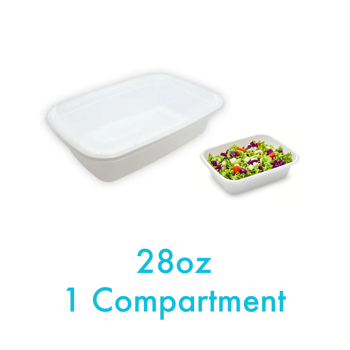 28oz - 9" x 6" PP Rectangle Container Combo Set White - Carton of 150