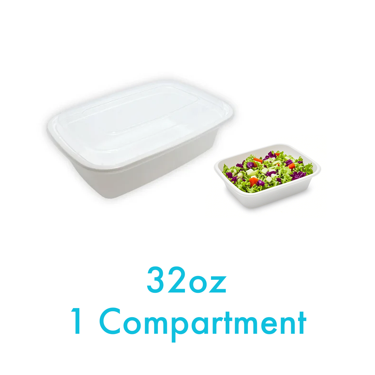 32oz - 9" x 6" PP Rectangle Container Combo Set White - Carton of 150