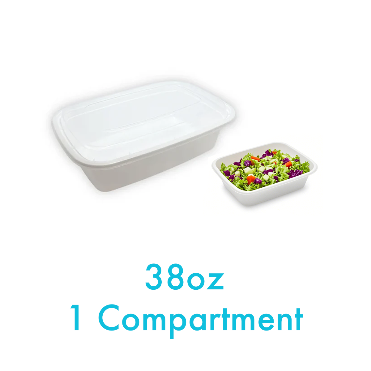 38oz - 9" x 6" PP Rectangle Container Combo Set White - Carton of 150