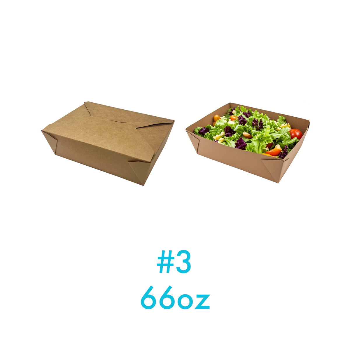 #3 - 66oz Paper Take Out Box Kraft - Carton of 200
