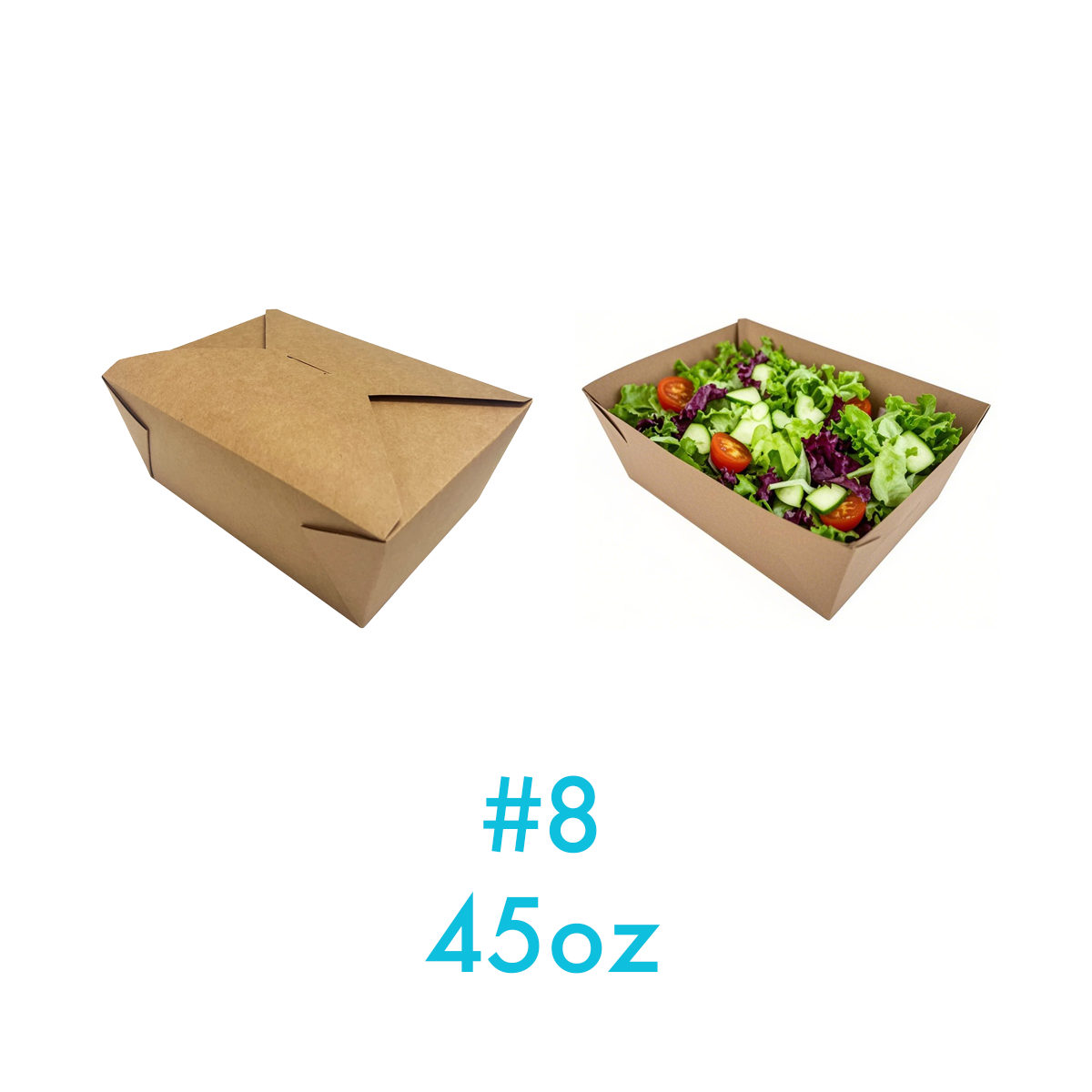 #8 - 45oz Paper Take Out Box Kraft - Carton of 300