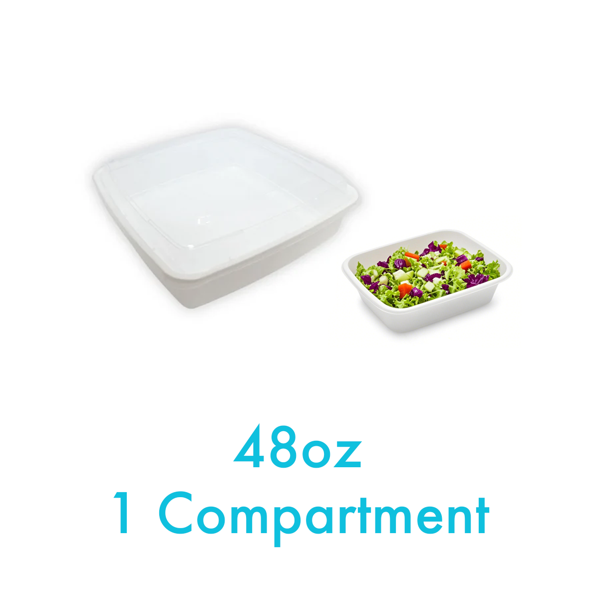 48oz - 9" x 9" PP Rectangle Container Combo Set White - Carton of 100