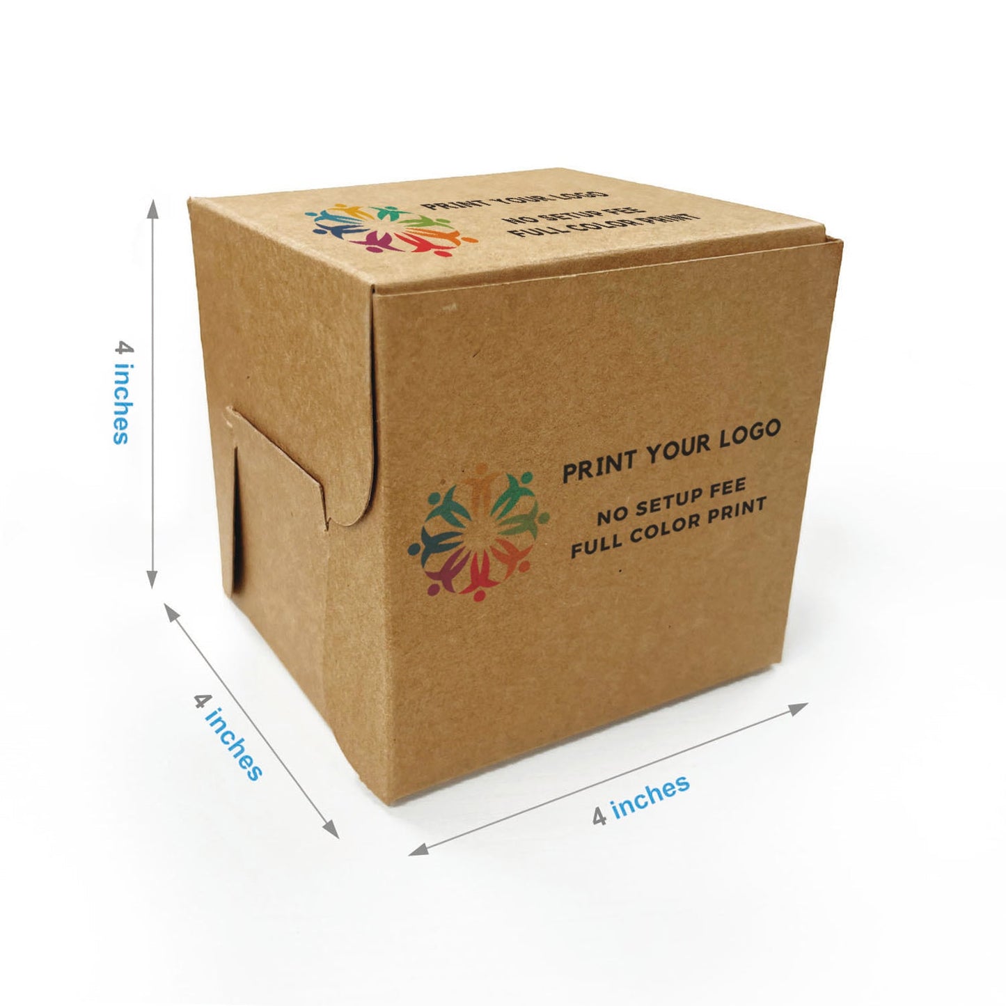 4" x 4" x 4" - Custom Kraft Bakery Boxes - Carton of 100 - KIS PAPER - 5332; Full Color Custom Print, Printed in Canada; $0.70/pc