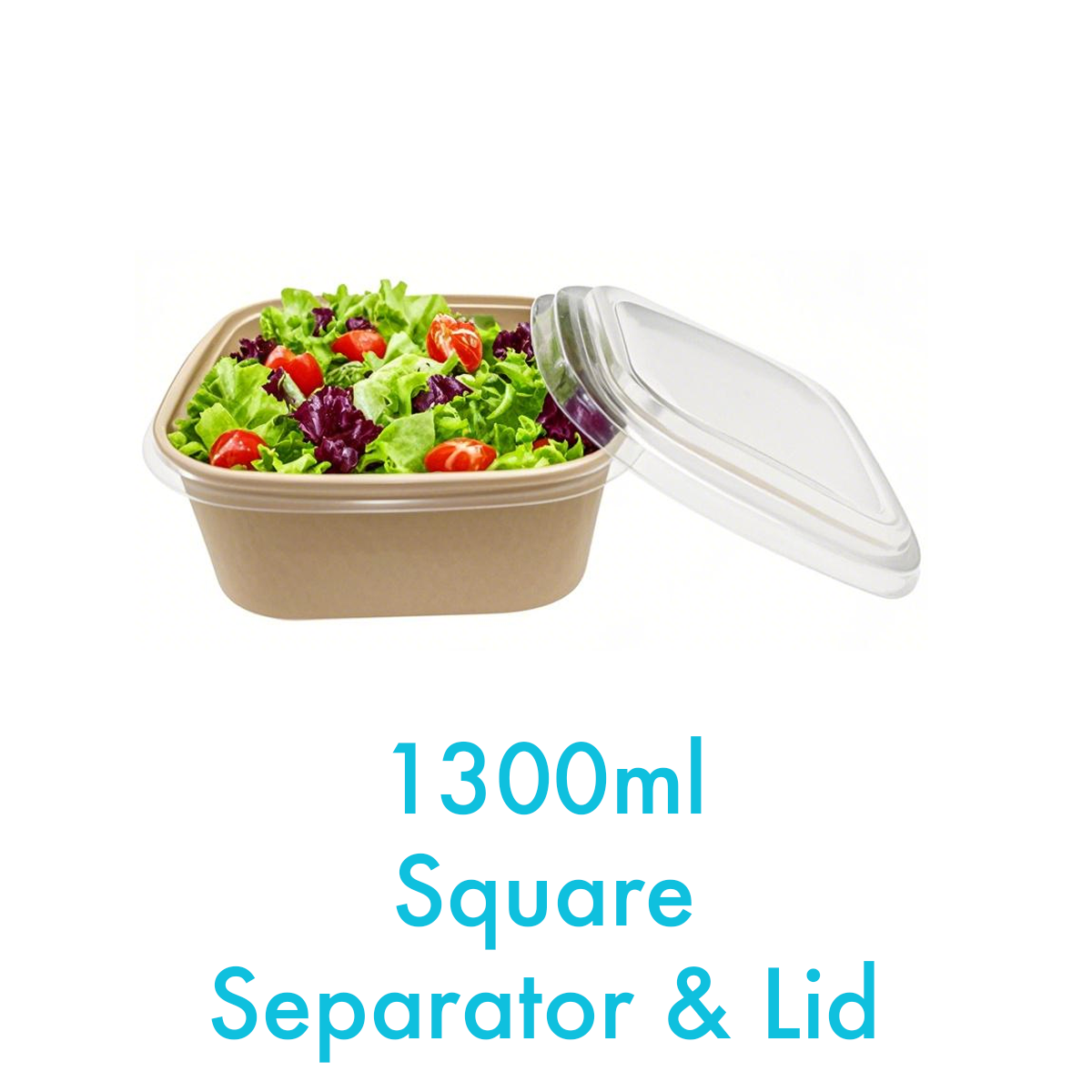 1300ml Plastic Separator & Lid for Food Container Square - Carton of 300