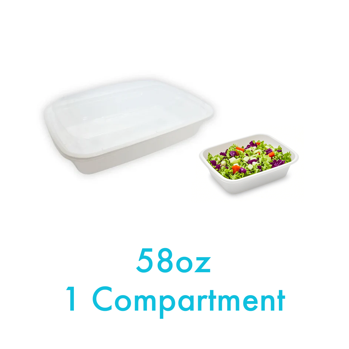 58oz - 10" x 7" PP Rectangle Container Combo Set White - Carton of 150