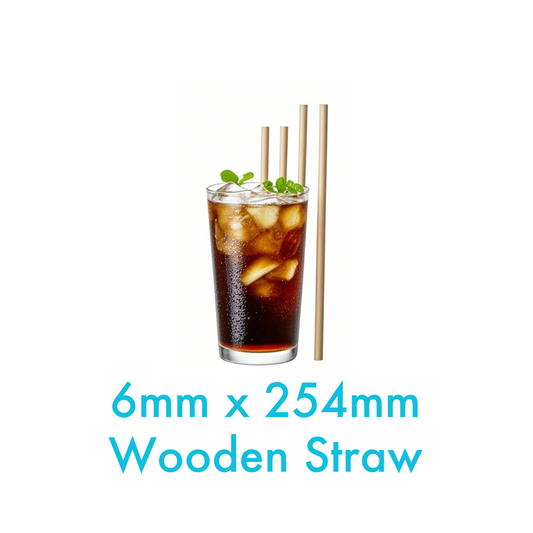 6mm x 254mm - Wooden Straws Paper Wrapped - Carton of 2000